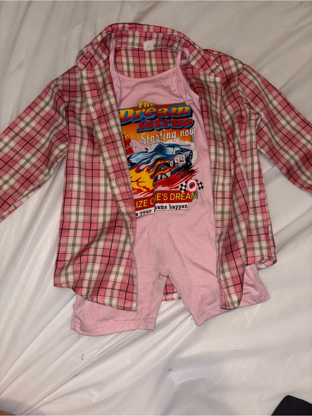 Kids Pink Graphic One-Piece Romper - Dream Race Design